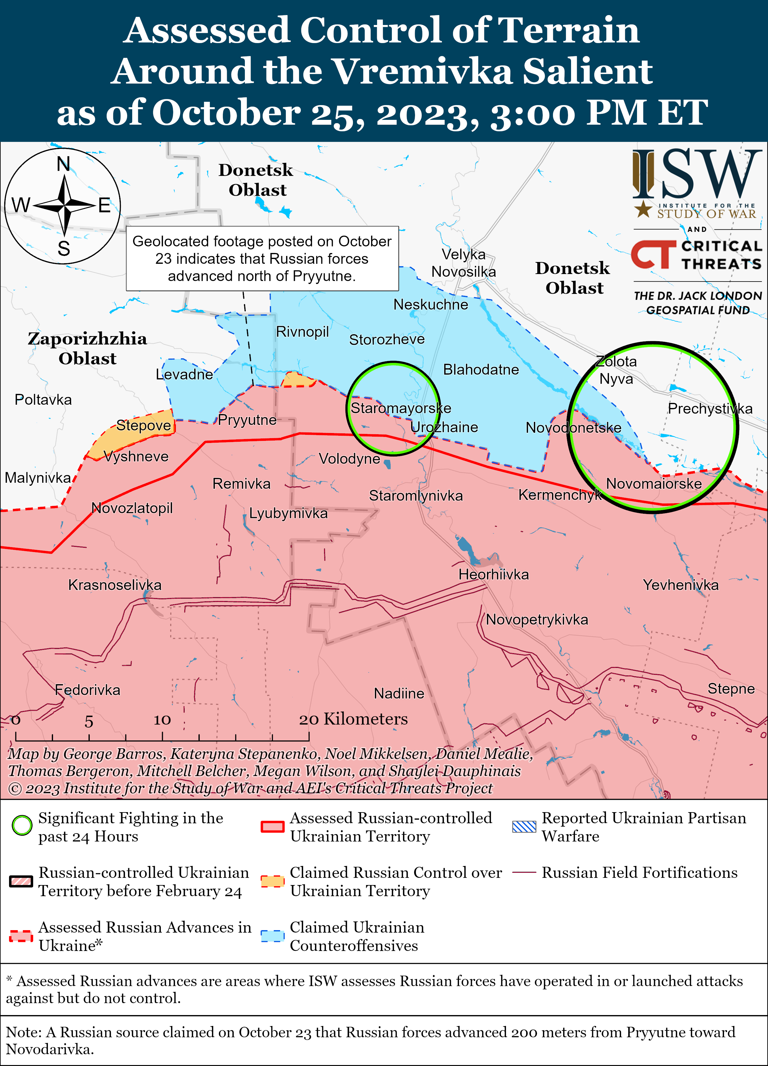 ВСУ наступают в районах Клещиевки, Андреевки и Роботино: карты боев ISW